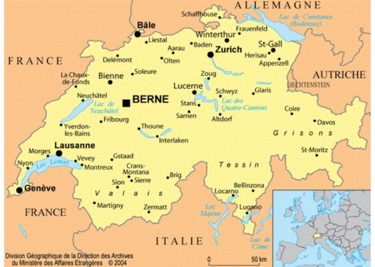 Carte géographique de la Suisse