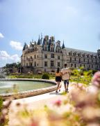 Couple devant le château de Chenonceau, Val de Loire.