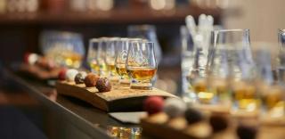 Whisky samples at the Clydeside Distillery.