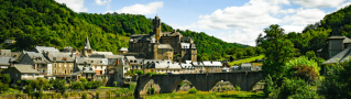 River in Estaing Village in France